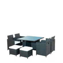 Black Outdoor Patio Rattan Furniture with 8 Seater